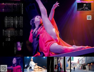 A woman in a pink dress is dancing on a stage.