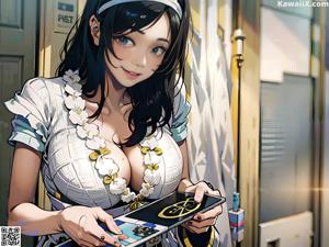 A woman in a black lingerie posing in front of a mirror.