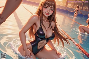 A woman in a white bikini standing in a pool.