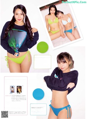 A group of young women in bikinis posing for a picture.